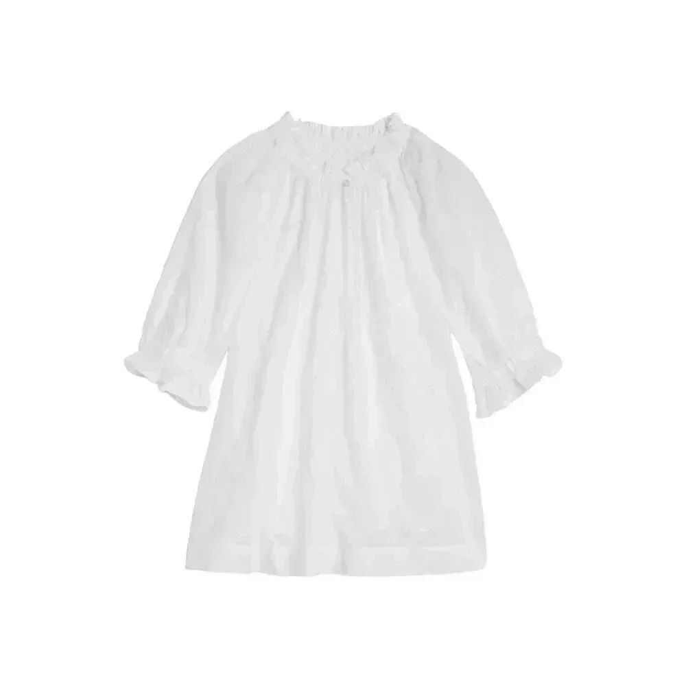 Gap Women's White Cotton Poplin W Tiny White Floral Embroidery Peasant Top